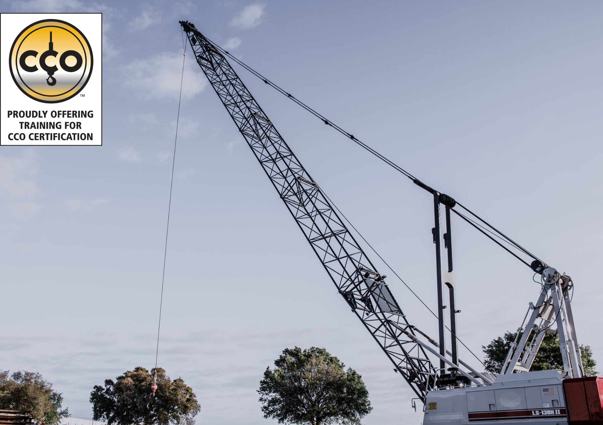 Photo of a crawler crane with CCO logo